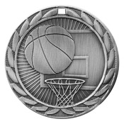 FE IRON MEDAL, BASKETBALL, SILVER - 2" FE-211S