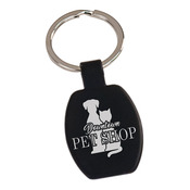 GFT100 - 1 5/8" Black Laserable Rectangle Keychain