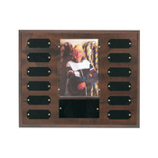 PTP3 - 12 Plate w/ 4" x 6" Photo Holder, Completed Cherry Finish Perpetual Plaque