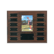 PTP2   Cherry Finish Perpetual Plaque with 12 Plates & 3 1/2" x 5" Photo Holder