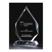 K9046-  Flame Series multi-faceted crystal award 3/4 thick, lead-free, optical crystal 