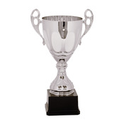 CMC703S - 14" Silver Completed Metal Cup Trophy on Plastic Base