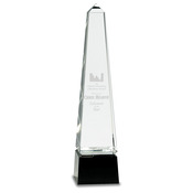 CRY003M - 10" Obelisk Crystal on Black Pedestal Base