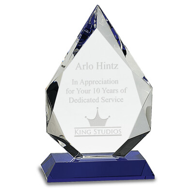 CRY505S - 8" Diamond Crystal on Blue Pedestal Base Thumbnail