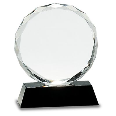 CRY001M - 6" Round Facet Crystal on Black Pedestal Base Thumbnail