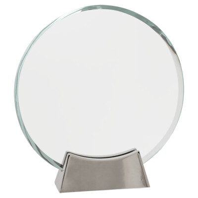 PLG27 - 7 1/4" Round Platinum Glass with Full Metal Base Thumbnail