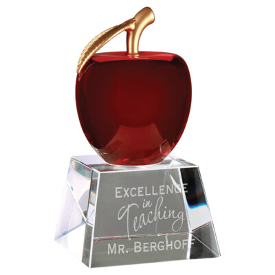 CRY1554 - 6" Red Crystal Apple with Clear Base Thumbnail