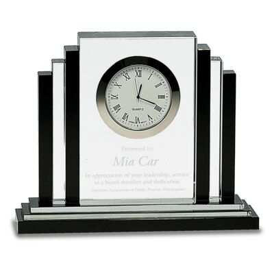 CRY171 - 6" Clear Crystal with Clock and Black Crystal Trim Thumbnail