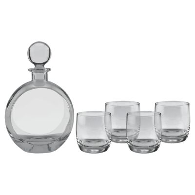 DCS302S - 750 mL Flat Round Glass Decanter SET Thumbnail