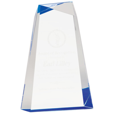 AWG9BU   Blue Facet Wedge Acrylic 9" Thumbnail